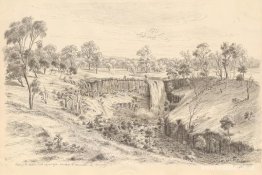 Fall of the Lallal creek, 112 fot hög, gren av Moorobool nära Bu