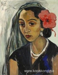 Kvinna med en Hibiscus