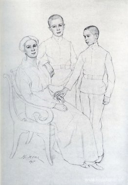 Familjeporträttet (Klavdiya Yuon, konstnärens fru och sönerna Bo
