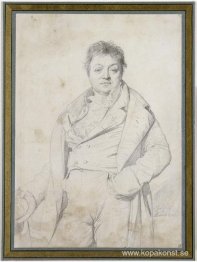 Porträtt av målaren Charles Thevenin, chef för Frankrikes akadem