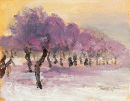 Vinterlandskap med violetta ljus