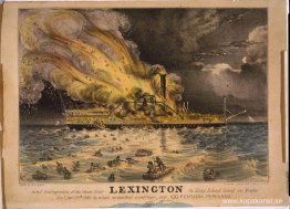 Hemsk brand i ångbåten Lexington i Long Island Sound på måndagen