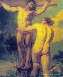 Korsfästelse. Etud av två sittare