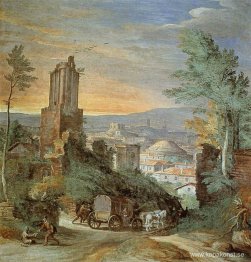 Landskap med romerska ruiner