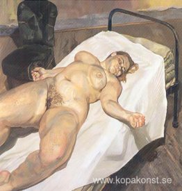 Naken porträtt och en grön stol