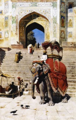 Royal Elephant vid porten till Jami Masjid, Mathura
