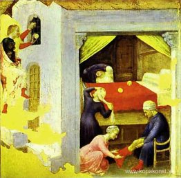 St. Nicholas och de tre guldkulorna, från predella av Quaratesi-