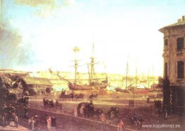 Vy över den engelska Embankmant från Visilievsky Island i St. Pe