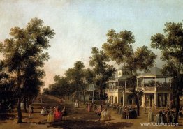 Utsikt över Grand Walk, vauxhall Gardens, med orkesterpaviljonge