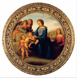 Madonna och barn med heliga och änglar