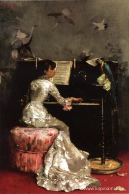 Ung kvinna på piano