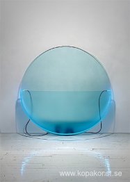 Upplyst cirkelblå med etsat glas