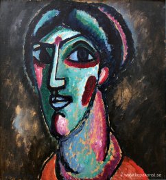 Huvud i svart och grönt