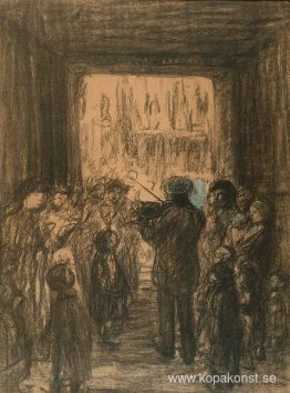 Folkmassa som lyssnar på spelman