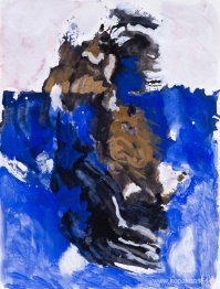 G-877 -abstrakt akvarellmålning på papper i gouacheteknik