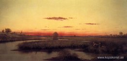 Duck Hunters in a Twilight Marsh