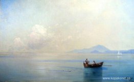 Lugna havet. Landskap med fiskare