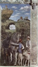 Häst och brudgum med jakthundar, från Camera degli Sposi eller C