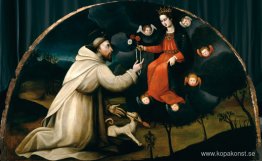 Saint Dominic tar emot rosenkransen