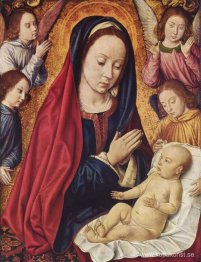 Jungfrun och barnet älskade av änglar