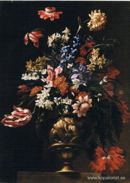 Stilleben med en vas med blommor