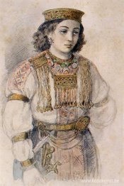 Skiss av brinnande lik av Russes