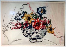Kruka med blommor (litografi med Jacques Villon)