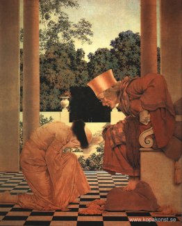 Lady Ursula knäböjer inför Pompdebile (från The Knave of Hearts)