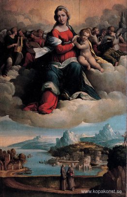 Madonna med barnet i ära och heliga