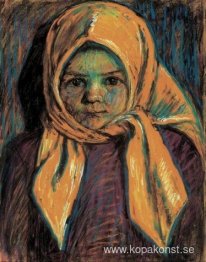 Liten flicka med gul babushka