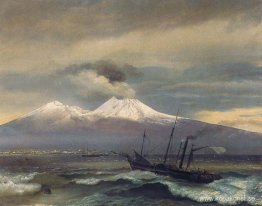 Vy över Mount Vesuvius på vintern