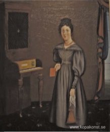 Kvinna före ett pianoforte