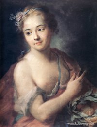 Nymf följt av Apollo som håller i en lagerkrans