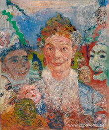 Gammal kvinna med masker (Maskernas teater)