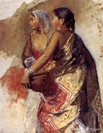 Skiss Två Nautch Girls