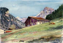 Bergslandskap av Frenières, en alpin plats ovanför Bex, Vaud - S