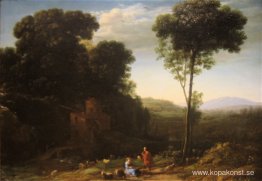 Pastoralt landskap med kvarn