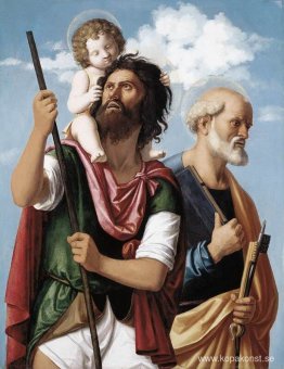 St. Christopher med spädbarnet Kristus och St. Peter