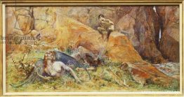 Pan och Chimera (olja på panel)