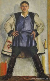 Självporträtt i vit rock