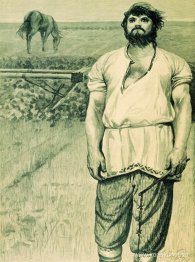 Mikula Selyannovich. Illustration till boken "Ryska episka hjält