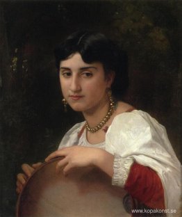 Italiensk kvinna med tamburin