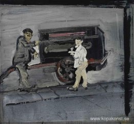 Scugnizzo vor einer Drehorgel i Neapel