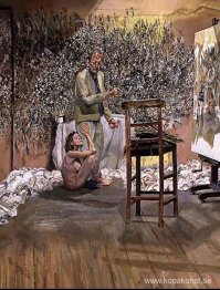 Målaren överraskad av en naken beundrare