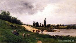 Tvättkvinnor på flodstranden