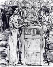 Kvinnliga anställda i ljusfabriken i Gouda