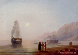 Konversation På Stranden Skymning