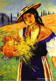 Ung flicka med blommor