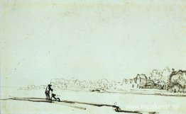 Vy över floden Amstel i Amsterdam