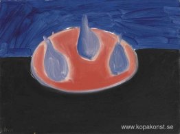 Poires sur une assiette rose